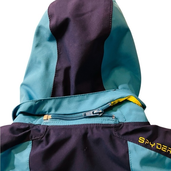 Spyder Vibrant Blue and Neon Green Puffer Jacket Size 4 - Picture 14 of 15